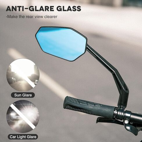 Bike Mirror Handlebar Mount, Scratch Resistant Convex Glass, Carbon Fiber Housing, Rotatable Bicycle Rear View Mirrors, Bike Rearview Mirror for MTB, E-bike, Bike Accessories, Fit 20-23mm in Saudi Arabia