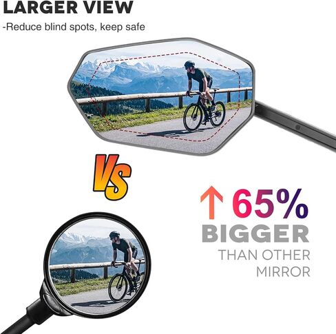 Bike Mirror Handlebar Mount, Scratch Resistant Convex Glass, Carbon Fiber Housing, Rotatable Bicycle Rear View Mirrors, Bike Rearview Mirror for MTB, E-bike, Bike Accessories, Fit 20-23mm in Saudi Arabia