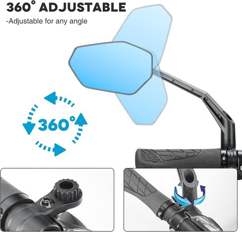 Bike Mirror Handlebar Mount, Scratch Resistant Convex Glass, Carbon Fiber Housing, Rotatable Bicycle Rear View Mirrors, Bike Rearview Mirror for MTB, E-bike, Bike Accessories, Fit 20-23mm in Saudi Arabia
