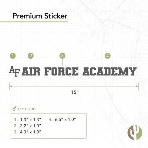 Desert Cactus United States Air Force Academy Sticker USAFA Fightin Falcons Name Logo Vinyl Decal Laptop Water Bottle Car Scrapbook (15 Inch Sticker) in Saudi Arabia