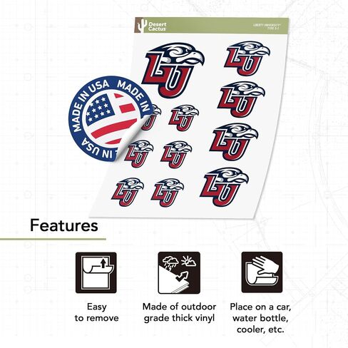 Desert Cactus Liberty University Sticker Flames Sticker Vinyl Decals Laptop Water Bottle Car Scrapbook Sheet T3 (Type 3-1) in Saudi Arabia