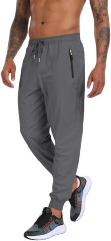 Men's Lightweight Joggers Pants Gym Athletic Pants with 3 Zipper Pockets Quick Dry Workout Track Running Pants in Saudi Arabia