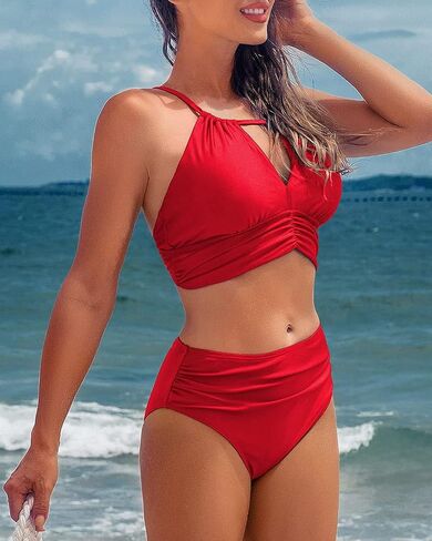 Women Halter Bikini Set High Waist Bottom Bathing Suit Sexy Swimsuit in Saudi Arabia
