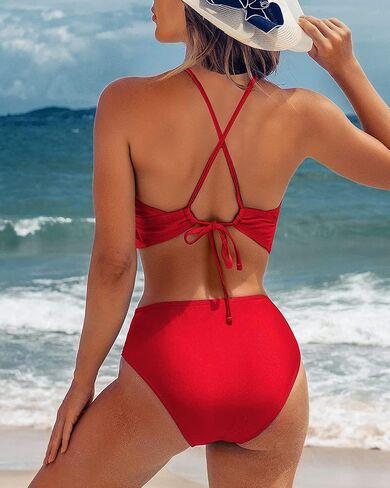 Women Halter Bikini Set High Waist Bottom Bathing Suit Sexy Swimsuit in Saudi Arabia