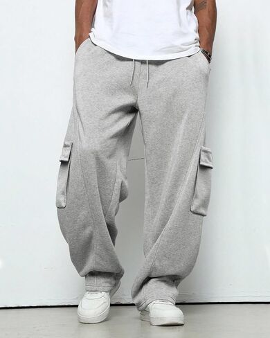 BUXKR Men's Baggy Sweatpants Wide Leg Fleece Casual Joggers Cotton Loose Drawstring Elastic Waist Pants with Pockets in Saudi Arabia