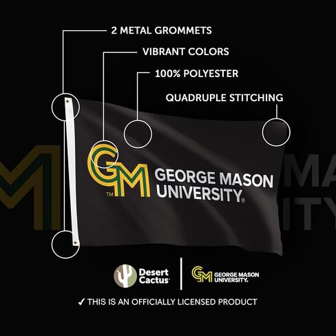 Desert Cactus George Mason University GMU Flag - 3 x 5 Feet Patriots Banner, Indoor/Outdoor Durable Fabric, 100% Polyester Design (Green) in Saudi Arabia