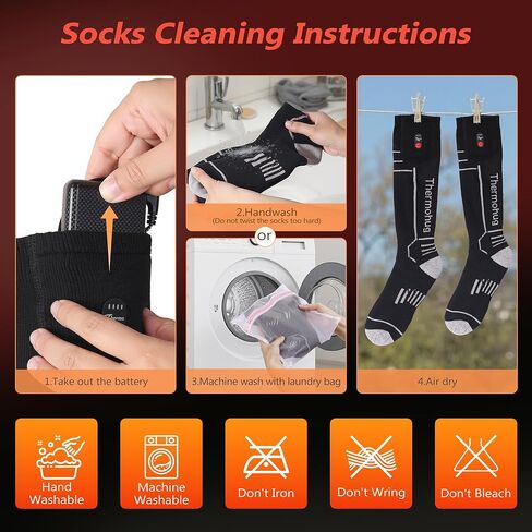 Merino Wool Heated Socks – Rechargeable 5000mAh*2 Battery,for Men Or Women,Washable Electric Socks with 4 Heating Levels for Winter,Skiing,Hunting,Camping,Hiking,Cycling,Outdoor Work in Kuwait