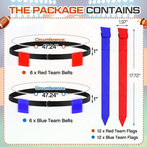 Libima 6 Player LED Flag Football Belts with 12 Flags Adjustable Belt Set Capture The Flag Outdoor Games for Teens Adults Glow Party Day Night Summer Backyard Beach Training Equipment in Saudi Arabia