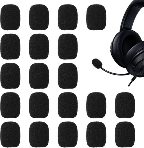 20 قطعة من أغطية الميكروفون صغيرة الحجم، أغطية إسفنجية للميكروفون، تقليل الضوضاء ومنع الضوضاء، سهلة الاستبدال، مناسبة لميكروفون سماعة الرأس (أسود) in Kuwait