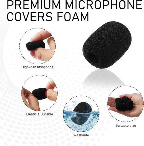 20 قطعة من أغطية الميكروفون صغيرة الحجم، أغطية إسفنجية للميكروفون، تقليل الضوضاء ومنع الضوضاء، سهلة الاستبدال، مناسبة لميكروفون سماعة الرأس (أسود) in Kuwait
