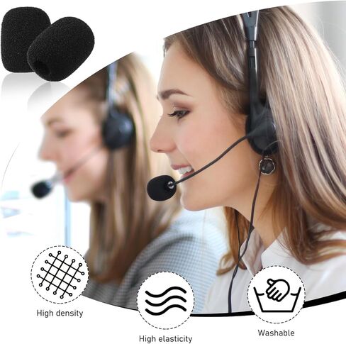 20 قطعة من أغطية الميكروفون صغيرة الحجم، أغطية إسفنجية للميكروفون، تقليل الضوضاء ومنع الضوضاء، سهلة الاستبدال، مناسبة لميكروفون سماعة الرأس (أسود) in Kuwait