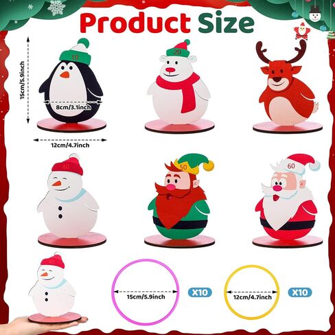 Jenaai 32 Pcs Christmas Wooden Nutcrackers Ring Toss Game, Christmas Ring Toss Game Set for Family Indoor Outdoor Play Xmas Party Supplies Decoration in Saudi Arabia