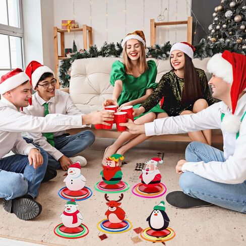 Jenaai 32 Pcs Christmas Wooden Nutcrackers Ring Toss Game, Christmas Ring Toss Game Set for Family Indoor Outdoor Play Xmas Party Supplies Decoration in Saudi Arabia