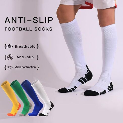 Men's Football Socks Thick Bottom Cushioned Sports Socks Sweat Absorption Breathable Non-Slip Football Socks in Saudi Arabia