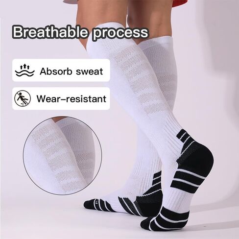 Men's Football Socks Thick Bottom Cushioned Sports Socks Sweat Absorption Breathable Non-Slip Football Socks in Saudi Arabia