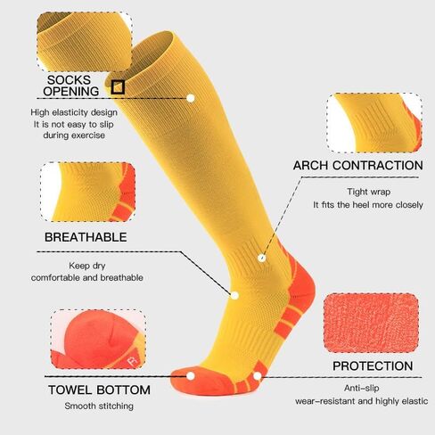 Men's Football Socks Thick Bottom Cushioned Sports Socks Sweat Absorption Breathable Non-Slip Football Socks in Saudi Arabia