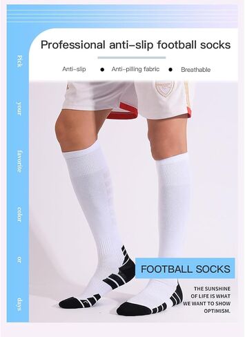 Men's Football Socks Thick Bottom Cushioned Sports Socks Sweat Absorption Breathable Non-Slip Football Socks in Saudi Arabia