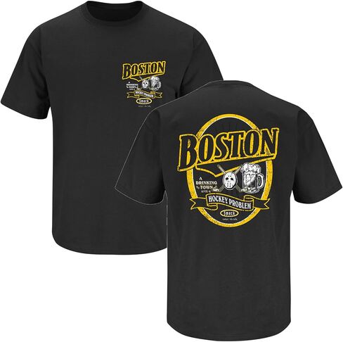 Boston Hockey Fans. Boston A Drinking Town with A Hockey Problem Black T-Shirt (Sm-5X) in Saudi Arabia