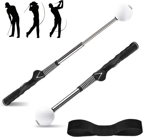 Retractable Golf Swing Trainer with Click Sound & Posture Correction Arm Band, Golf Grip Trainer for Right-Handed, Indoor & Outdoor Training Aid for Beginners to Pros in Saudi Arabia