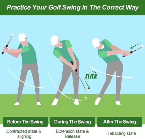 Retractable Golf Swing Trainer with Click Sound & Posture Correction Arm Band, Golf Grip Trainer for Right-Handed, Indoor & Outdoor Training Aid for Beginners to Pros in Saudi Arabia