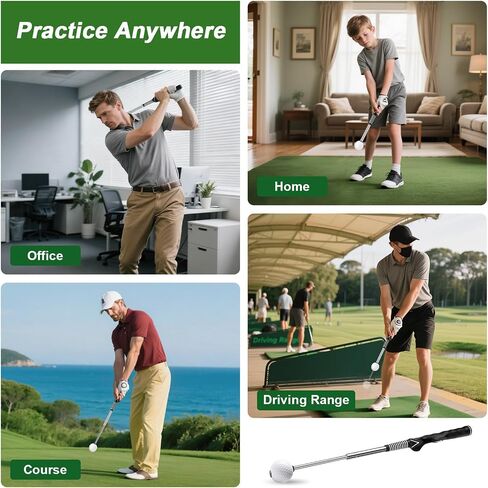 Retractable Golf Swing Trainer with Click Sound & Posture Correction Arm Band, Golf Grip Trainer for Right-Handed, Indoor & Outdoor Training Aid for Beginners to Pros in Saudi Arabia