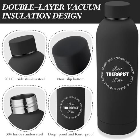 Marspark 6 Pcs Therapy Appreciation Gifts for Women, with Stainless Steel Water Bottle, Printed Bag, and Pen A5 Notebook Makeup Bag Set for Appreciation Gift Mental Healthy Psychology(White) in Saudi Arabia