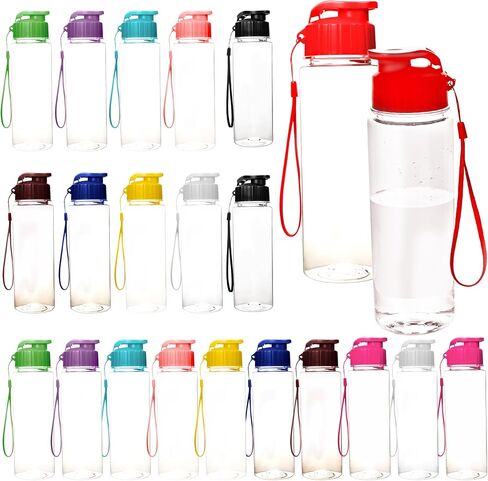 22 Pcs 17 oz Plastic Water Bottle Bulk Reusable Water Bottles with Handle Strap Sports Travel Bottles for Outdoor Cycling Camping Travel School Office (Color Set 1) in Saudi Arabia