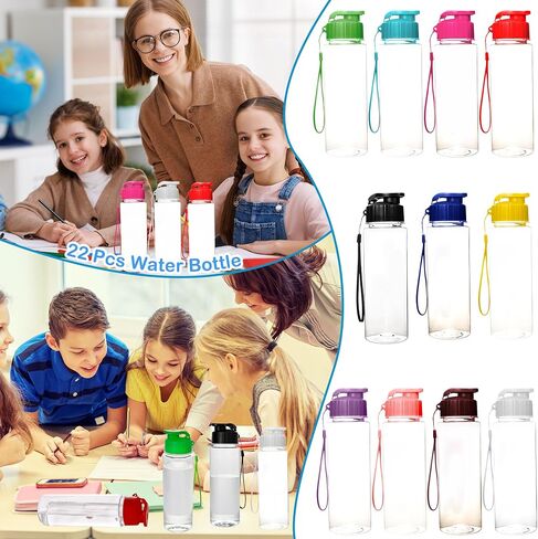 22 Pcs 17 oz Plastic Water Bottle Bulk Reusable Water Bottles with Handle Strap Sports Travel Bottles for Outdoor Cycling Camping Travel School Office (Color Set 1) in Saudi Arabia