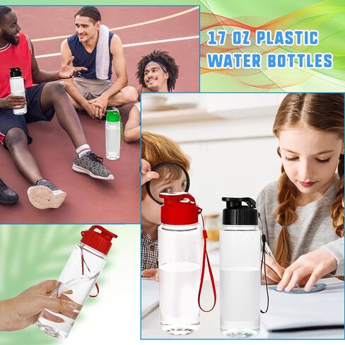 22 Pcs 17 oz Plastic Water Bottle Bulk Reusable Water Bottles with Handle Strap Sports Travel Bottles for Outdoor Cycling Camping Travel School Office (Color Set 1) in Saudi Arabia