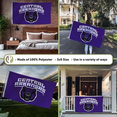 Desert Cactus University of Central Arkansas UCA Flag - 3 x 5 Feet Bears Banner, Indoor/Outdoor Durable Fabric, 100% Polyester Design (Style 1a) in Saudi Arabia