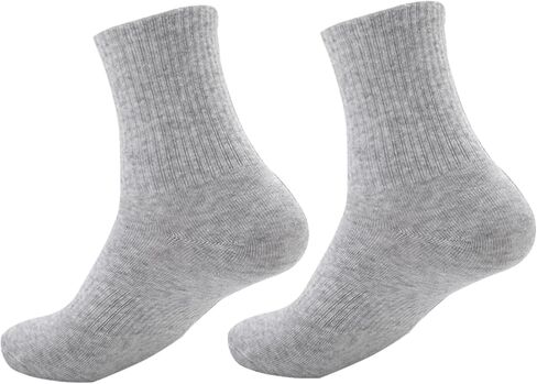 Men's Crew Socks Ribbed Mid Calf Sports Running Socks Casual Everyday Wear Soft Stretch Long Socks 3 Pairs (Grey F) in Kuwait