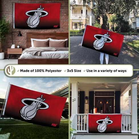 Desert Cactus Miami Heat Flag NBA 100% Polyester Indoor Outdoor 3x5 feet National Basketball Association Team Flags (Flag City Edition 2023 B) in Saudi Arabia