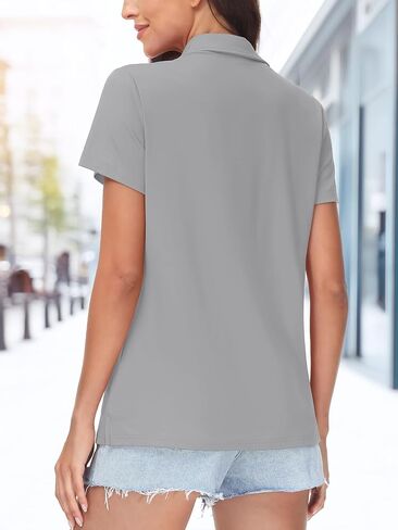 Women's Golf Shirts Short Sleeve Polo Collared Tennis Shirt V Neck Quick Dry Sun Protection UPF 50+ T-Shirts in Saudi Arabia
