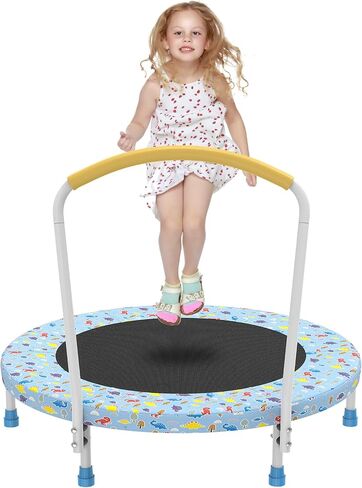 Mersco 36" Mini Toddler Trampoline with Handles, Indoor Quiet Kids Trampoline with Super Safety Mat and Durable Steel Frame, Indoor/Outdoor in Saudi Arabia