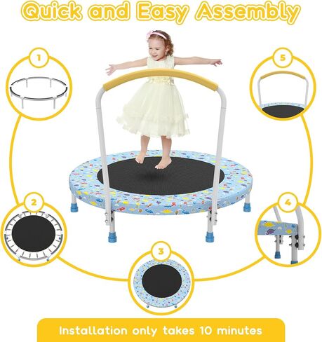 Mersco 36" Mini Toddler Trampoline with Handles, Indoor Quiet Kids Trampoline with Super Safety Mat and Durable Steel Frame, Indoor/Outdoor in Saudi Arabia