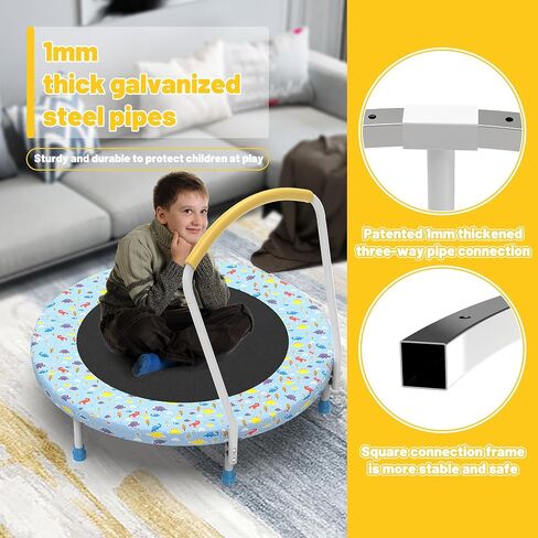 Mersco 36" Mini Toddler Trampoline with Handles, Indoor Quiet Kids Trampoline with Super Safety Mat and Durable Steel Frame, Indoor/Outdoor in Saudi Arabia