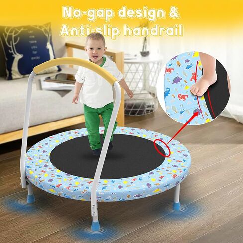 Mersco 36" Mini Toddler Trampoline with Handles, Indoor Quiet Kids Trampoline with Super Safety Mat and Durable Steel Frame, Indoor/Outdoor in Saudi Arabia