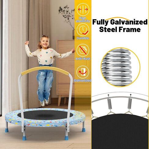 Mersco 36" Mini Toddler Trampoline with Handles, Indoor Quiet Kids Trampoline with Super Safety Mat and Durable Steel Frame, Indoor/Outdoor in Saudi Arabia