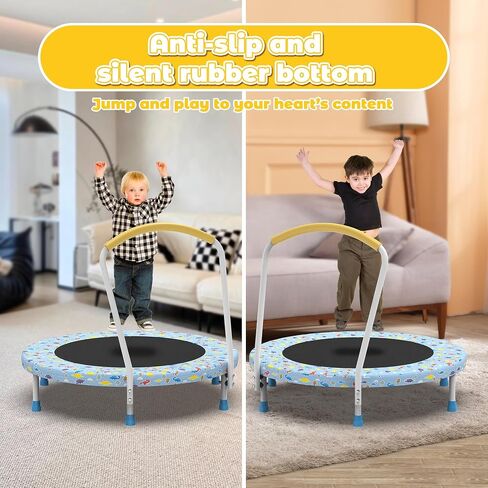 Mersco 36" Mini Toddler Trampoline with Handles, Indoor Quiet Kids Trampoline with Super Safety Mat and Durable Steel Frame, Indoor/Outdoor in Saudi Arabia