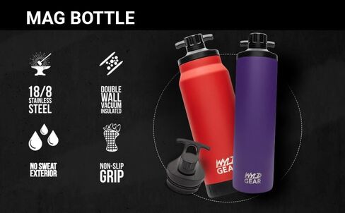 سلسلة WYLD GEAR Mag - زجاجة مياه من الفولاذ المقاوم للصدأ مع غطاء مغناطيسي - 34oz OD أخضر in Kuwait