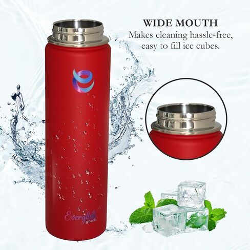 24oz Stainless Steel Water Bottle – Vacuum Insulated, Leak-Proof, Wide Mouth – Keeps Drinks Cold & Hot for 12 Hours – Perfect for Gym, Sports, and Outdoors (Wine Red) in Saudi Arabia