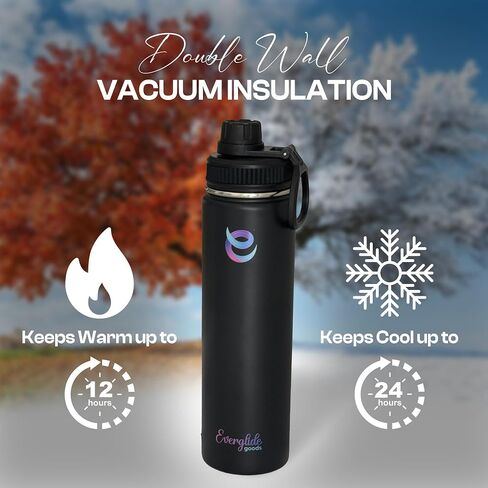 24oz Stainless Steel Water Bottle – Vacuum Insulated, Leak-Proof, Wide Mouth – Keeps Drinks Cold & Hot for 12 Hours – Perfect for Gym, Sports, and Outdoors (Wine Red) in Saudi Arabia