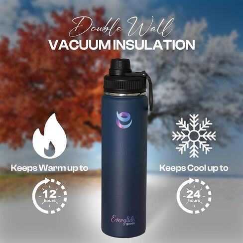24oz Stainless Steel Water Bottle – Vacuum Insulated, Leak-Proof, Wide Mouth – Keeps Drinks Cold & Hot for 12 Hours – Perfect for Gym, Sports, and Outdoors (Wine Red) in Saudi Arabia