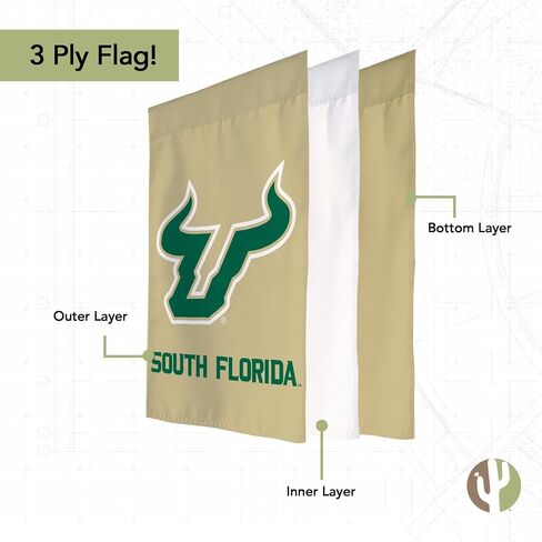 Desert Cactus University of South Florida USF Garden Flag – 19 x 12 inch South Florida Bulls Banner, For Outdoor Display and Events (Design C) in Saudi Arabia