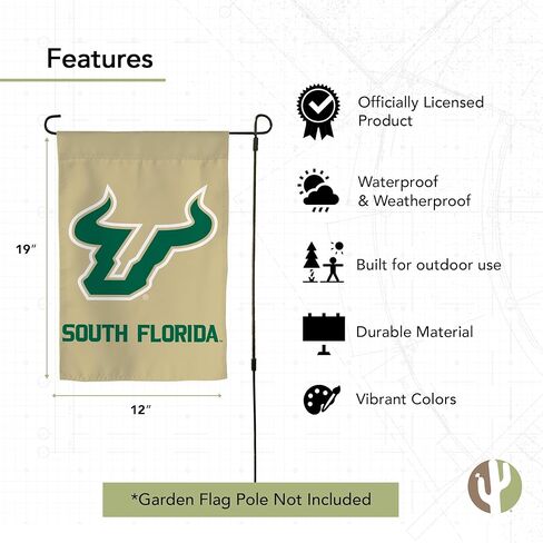 Desert Cactus University of South Florida USF Garden Flag – 19 x 12 inch South Florida Bulls Banner, For Outdoor Display and Events (Design C) in Saudi Arabia