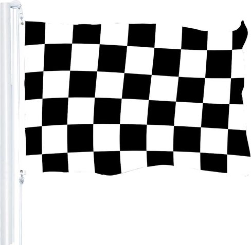 Checkered Flags for Outside 3x5 Outdoor Flag Banner Black White Racing Garage Cool Checked Race Checker Banners, 3 Ply Double Stitched Print Racingcolor Checkerboard Porch with Brass Grommets Car Finish Garden Yard Lawn Patio House Dorm Room in Saudi Arabia