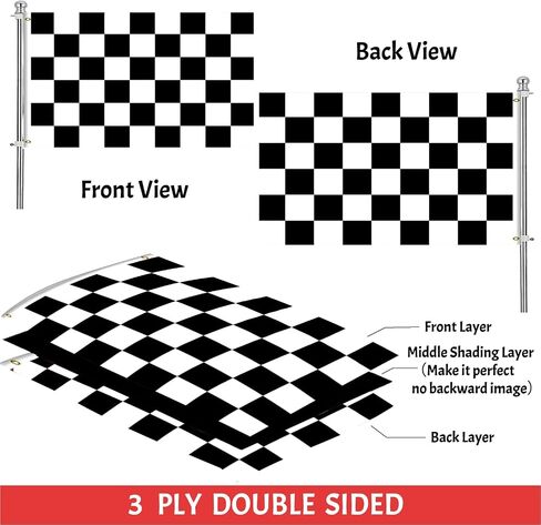 Checkered Flags for Outside 3x5 Outdoor Flag Banner Black White Racing Garage Cool Checked Race Checker Banners, 3 Ply Double Stitched Print Racingcolor Checkerboard Porch with Brass Grommets Car Finish Garden Yard Lawn Patio House Dorm Room in Saudi Arabia
