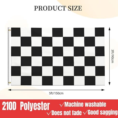 Checkered Flags for Outside 3x5 Outdoor Flag Banner Black White Racing Garage Cool Checked Race Checker Banners, 3 Ply Double Stitched Print Racingcolor Checkerboard Porch with Brass Grommets Car Finish Garden Yard Lawn Patio House Dorm Room in Saudi Arabia