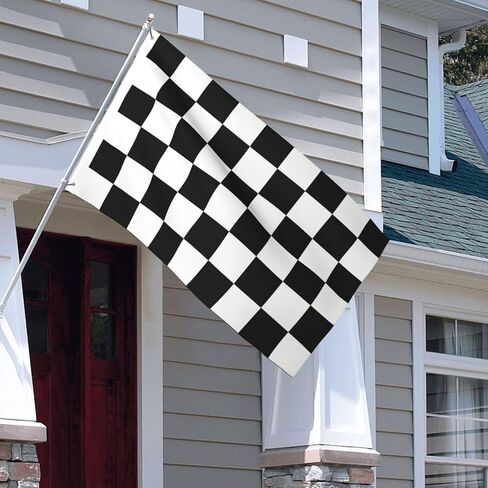 Checkered Flags for Outside 3x5 Outdoor Flag Banner Black White Racing Garage Cool Checked Race Checker Banners, 3 Ply Double Stitched Print Racingcolor Checkerboard Porch with Brass Grommets Car Finish Garden Yard Lawn Patio House Dorm Room in Saudi Arabia