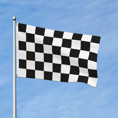 Checkered Flags for Outside 3x5 Outdoor Flag Banner Black White Racing Garage Cool Checked Race Checker Banners, 3 Ply Double Stitched Print Racingcolor Checkerboard Porch with Brass Grommets Car Finish Garden Yard Lawn Patio House Dorm Room in Saudi Arabia